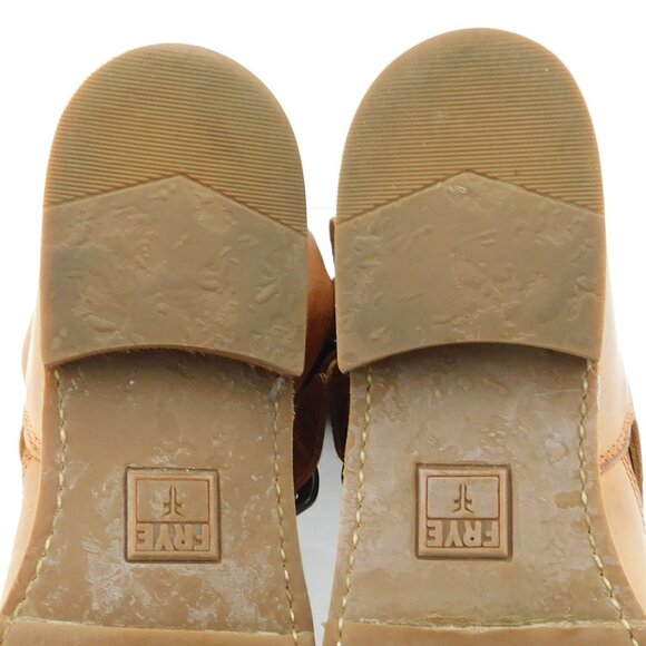 FRYE Cognac Brown Soft Leather Buckled Slouch Moto Boots 7.5 - Picture 8 of 9